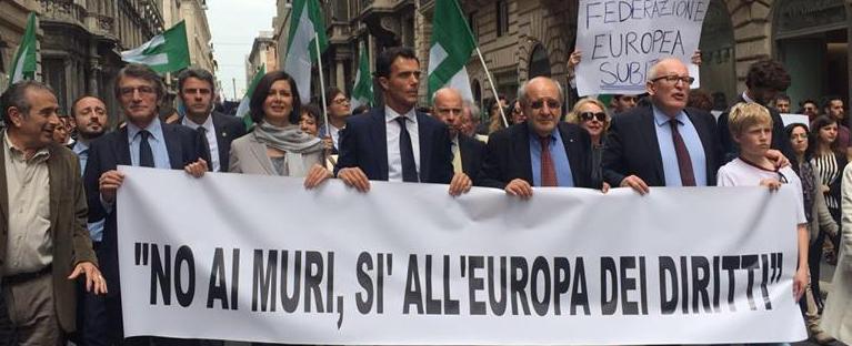 Roma, 8 maggio 2016. Marcia eurofederalista "No ai muri, si all'Europa dei diritti" (dalla pagina fb di Laura Boldrini)