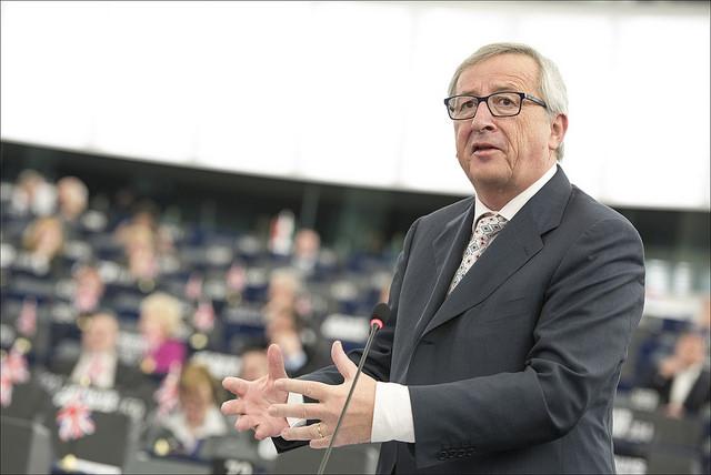 Juncker © European Union 2015 - European Parliament". (Attribution-NonCommercial-NoDerivatives CreativeCommons licenses)