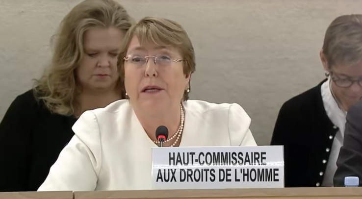 Michelle Bachelet durante il suo intervento a Ginevra, Human Rights Council, 10 settembre 2018